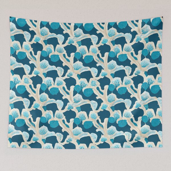 Item preview, Abstract Blue Coral Reef Ocean Floor | Coastal Style Repeating Pattern designed and sold by TMBTM.