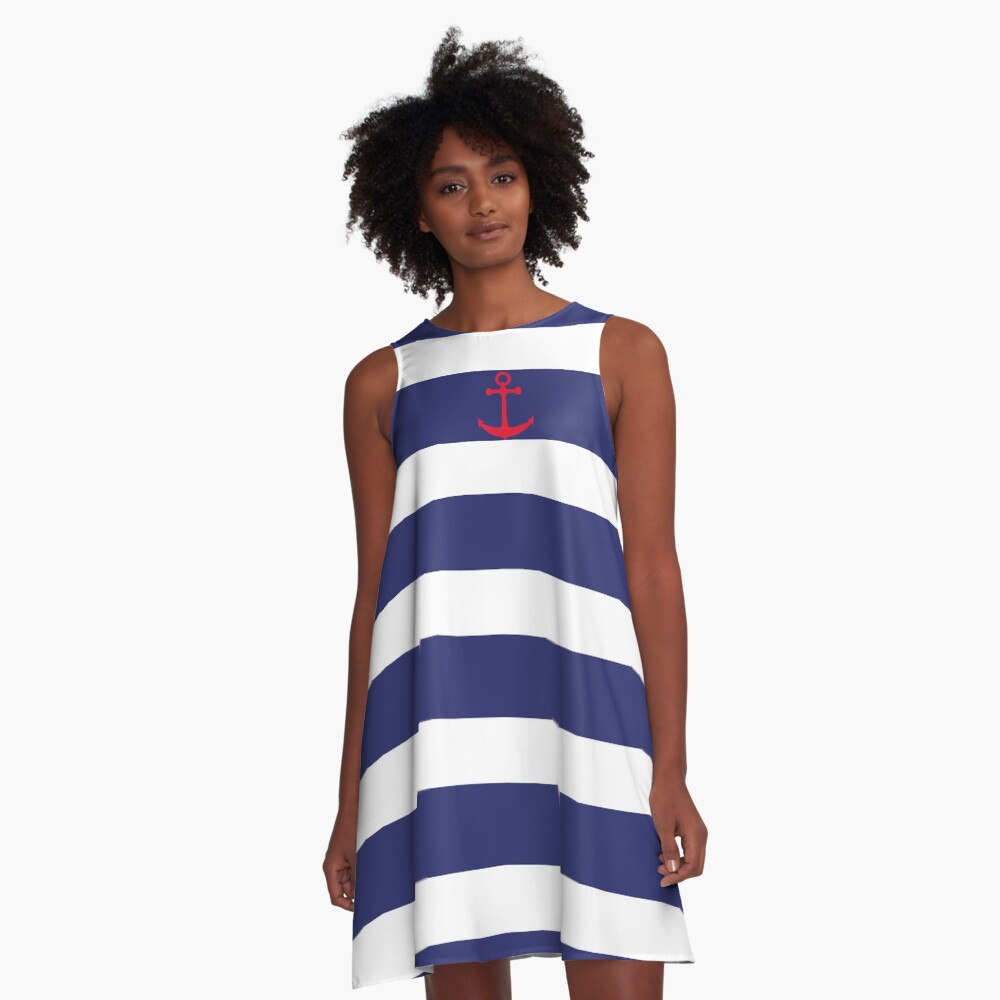 AFE Nautical Red Ship Anchor A-Line Dress