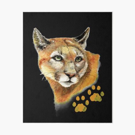 8x10 Cougar Drawing, Mountain Lion Wall Art