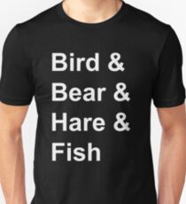 Camiseta unisex Pájaro, oso, liebre y pez