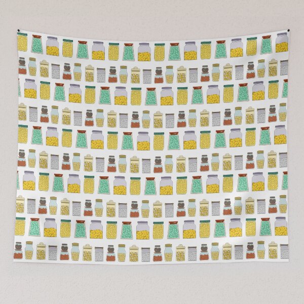 Item preview, Dry food in glass jars pattern designed and sold by LaBelleMaison.