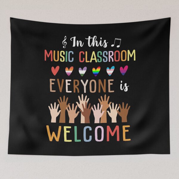 Item preview, In this music classroom everyone is welcome teacher funny colorful cute retro Unity day designed and sold by beckadamr.