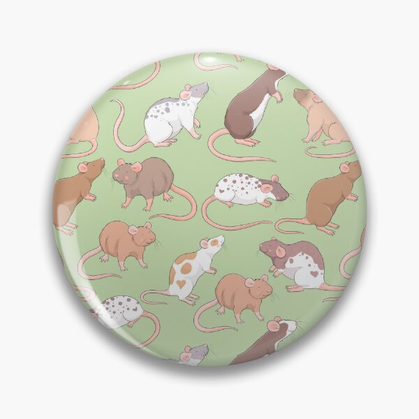 Item preview, Cute Rattie rats illustration patter against green background Whimsicolour art  designed and sold by Whimsicolourart.