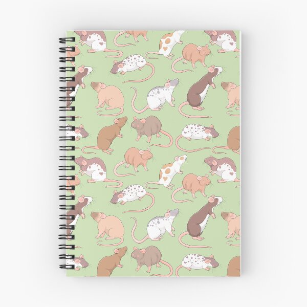 Item preview, Cute Rattie rats illustration patter against green background Whimsicolour art  designed and sold by Whimsicolourart.