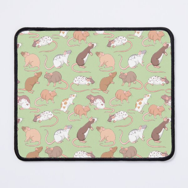 Item preview, Cute Rattie rats illustration patter against green background Whimsicolour art  designed and sold by Whimsicolourart.