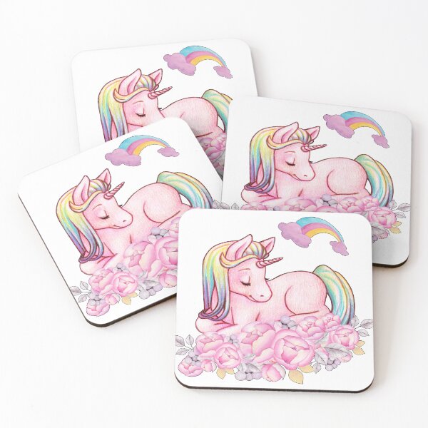 Item preview, Watercolor Beautiful Pink Baby Unicorn With Flowers designed and sold by virillanissa.