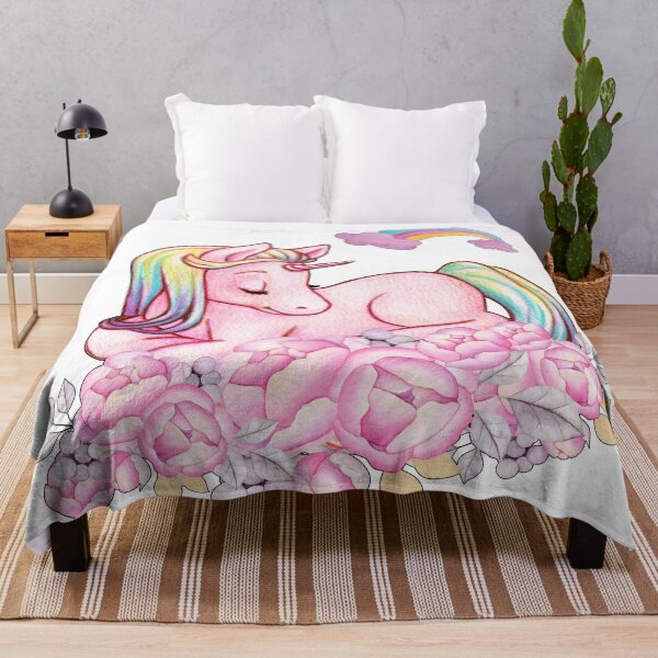 Item preview, Watercolor Beautiful Pink Baby Unicorn With Flowers designed and sold by virillanissa.