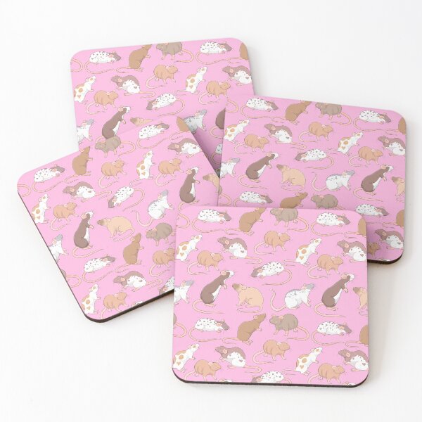 Item preview, Cute rats illustration pattern pink background - Whimsicolour Art  designed and sold by Whimsicolourart.