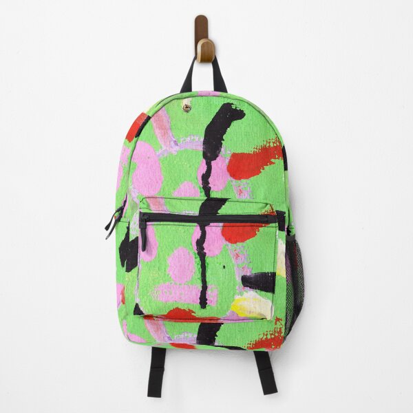 Item preview, Peinture enfant multicolore sur fond vert fluo designed and sold by Carré Comme Orange.