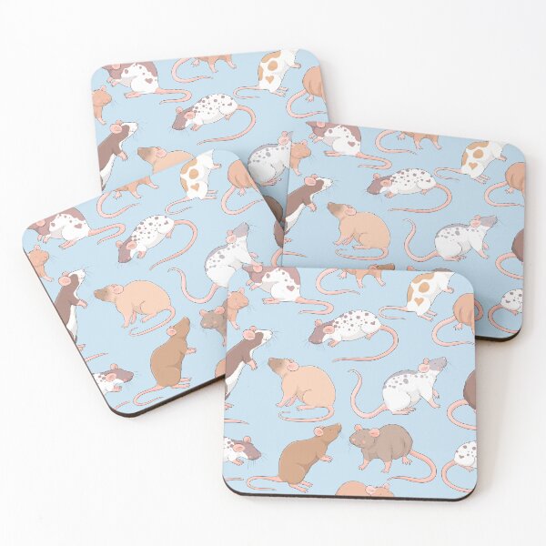 Item preview, Cute pet rats pattern design against blue background Whimsicolour art  designed and sold by Whimsicolourart.