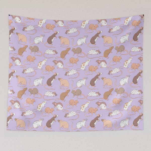 Item preview, Cute Rattie rats design illustration against lilac purple background cute  designed and sold by Whimsicolourart.