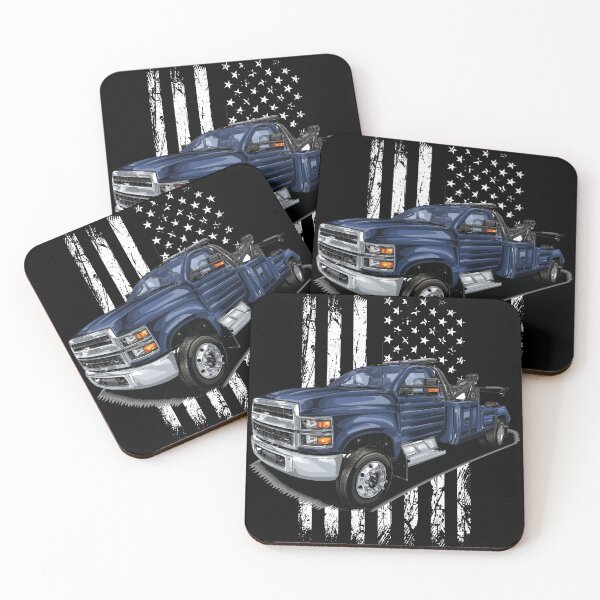 Item preview, Chevy pickup truck tow truck in front of grunge American flag designed and sold by Dirk4171.