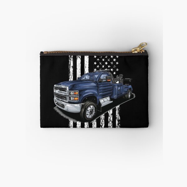 Item preview, Chevy pickup truck tow truck in front of grunge American flag designed and sold by Dirk4171.