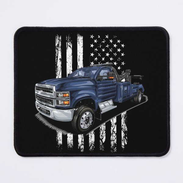 Item preview, Chevy pickup truck tow truck in front of grunge American flag designed and sold by Dirk4171.