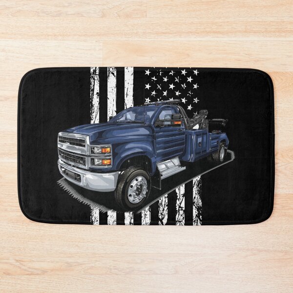 Item preview, Chevy pickup truck tow truck in front of grunge American flag designed and sold by Dirk4171.