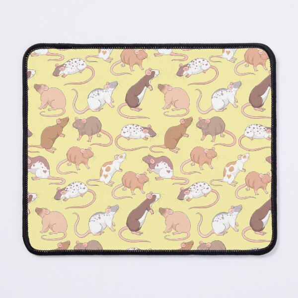 Item preview, Cute Rattie rats pattern design against a sunny yellow background  designed and sold by Whimsicolourart.