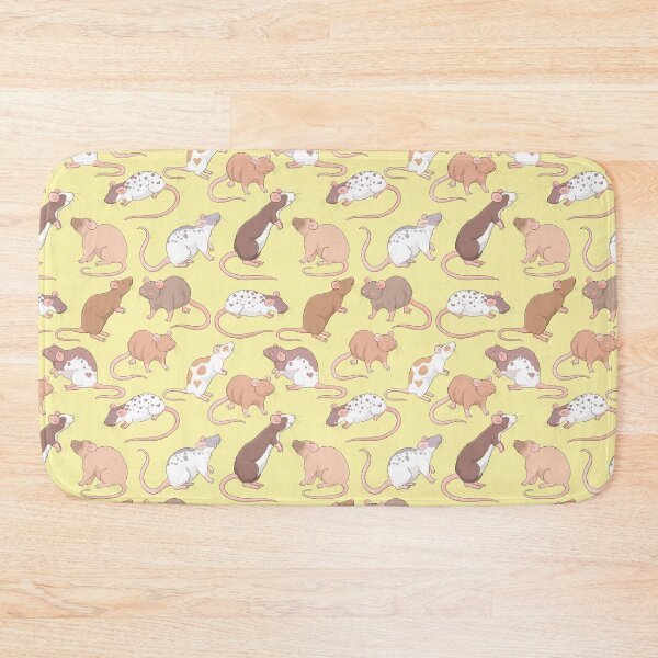 Item preview, Cute Rattie rats pattern design against a sunny yellow background  designed and sold by Whimsicolourart.