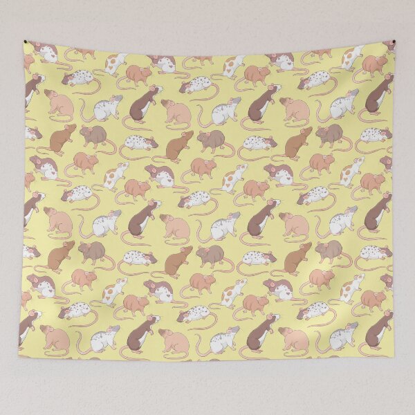 Item preview, Cute Rattie rats pattern design against a sunny yellow background  designed and sold by Whimsicolourart.