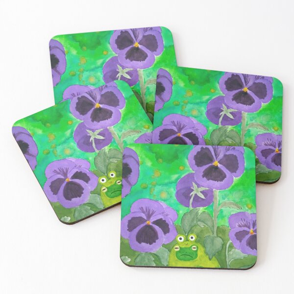 Item preview, Mr Frog in his frog suit in a field of pansies designed and sold by Anniek Meyden.