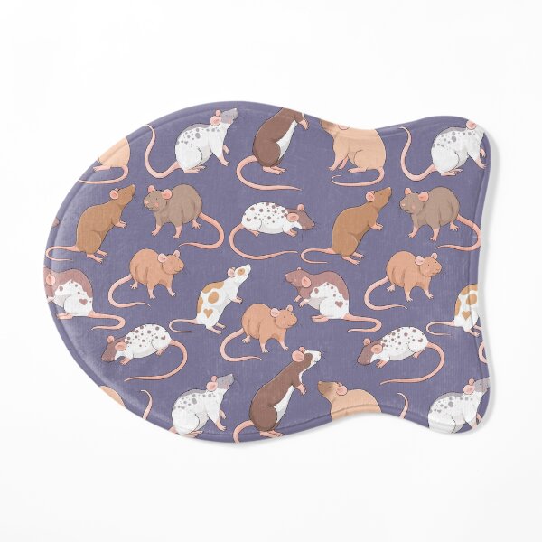 Cute rattie rats against a slate grey background by Whimsicolourart Cat Mat