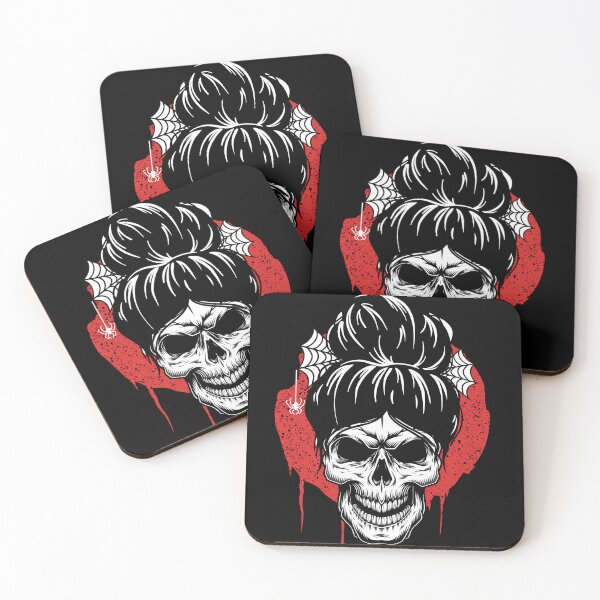 Artikelvorschau, gruseliger schädel unordentlicher haarknoten mit spinnennetz für halloween entworfen und verkauft von Mac Store.