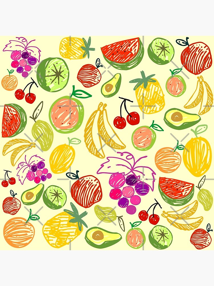 "Fruit Fruits Kitchen Fruit Decor Design Banana Cherries Sketchy