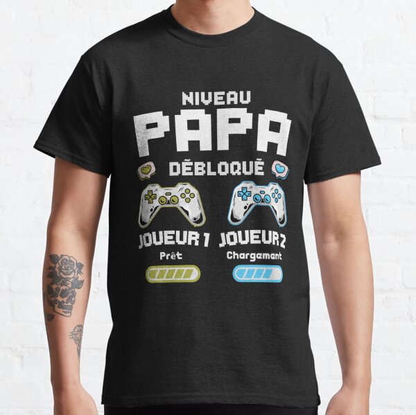 T-shirt - Futur Papa Geek Niveau débloqué joueur 1 & 2