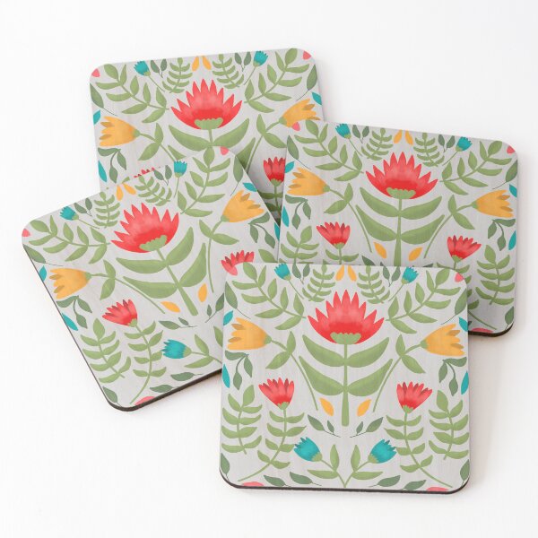 Item preview, Flowers Floral Botanical Leaves Watercolor Tile Ethnic Tribal Mosaic designed and sold by StudioAkubi.