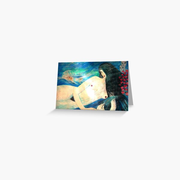 Lady and Aliens Greeting Card