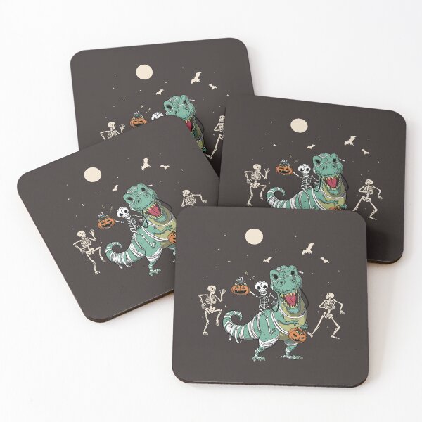 Item preview, T-rex With Dancing Skeletons And Pumpkins Halloween designed and sold by MrEddie10.