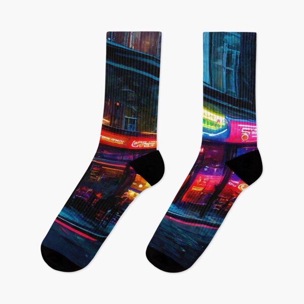 Item preview, London City Street View At Night In Neonlight / London, England designed and sold by Unwind-Art-Work.