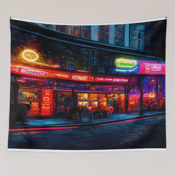 Item preview, London City Street View At Night In Neonlight / London, England designed and sold by Unwind-Art-Work.