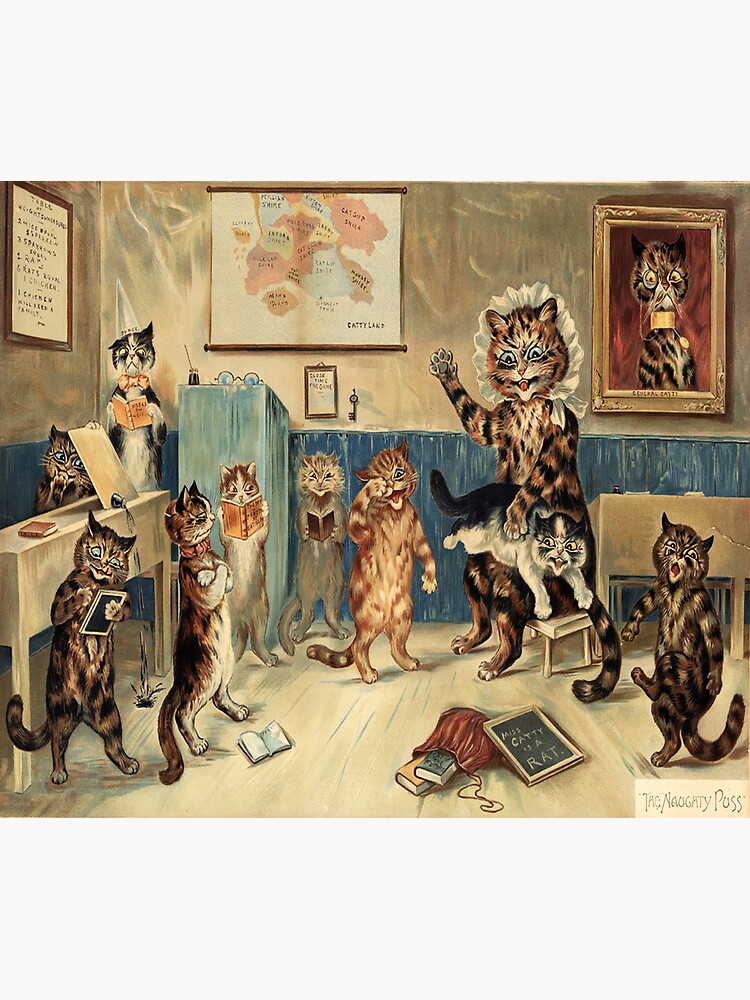  original art by louis wain 1860 londres sticker for sale by