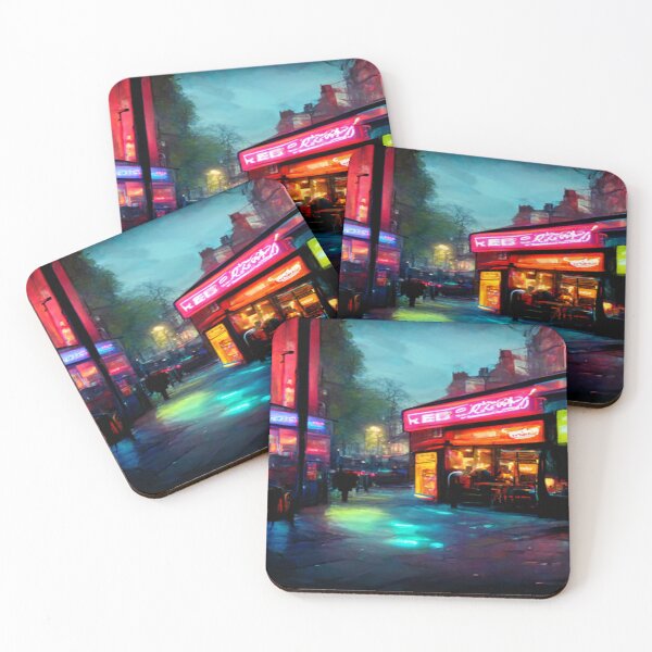 Item preview, London City Street View At Night In Neonlight / London, England designed and sold by Unwind-Art-Work.