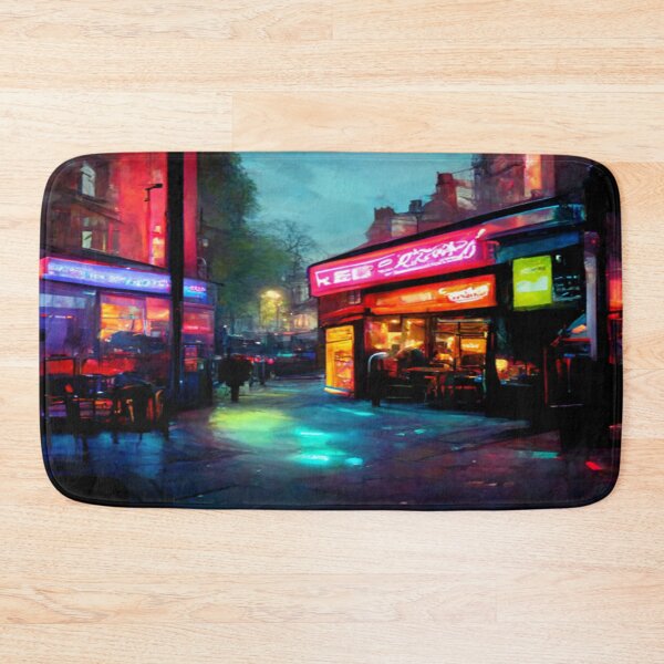 Item preview, London City Street View At Night In Neonlight / London, England designed and sold by Unwind-Art-Work.