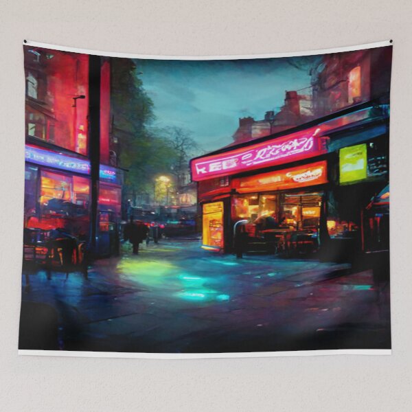 Item preview, London City Street View At Night In Neonlight / London, England designed and sold by Unwind-Art-Work.