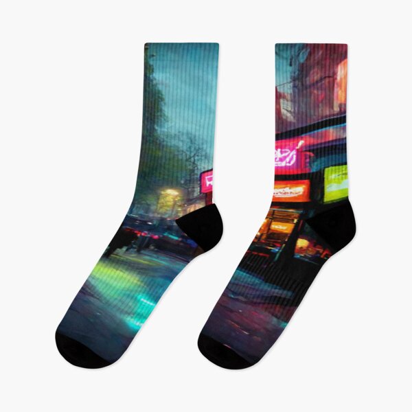 Item preview, London City Street View At Night In Neonlight / London, England designed and sold by Unwind-Art-Work.