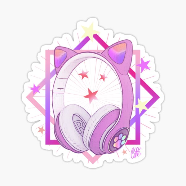 Aesthetic headphones Sticker for Sale by Bossin