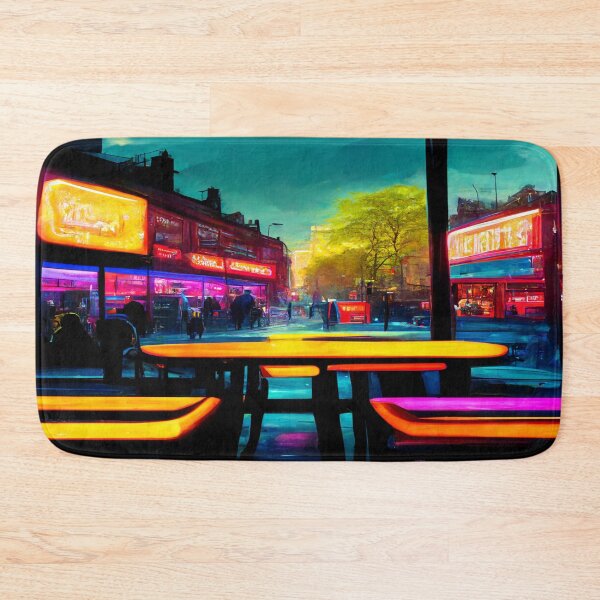 Item preview, London City Street View At Night In Neonlight / London, England designed and sold by Unwind-Art-Work.