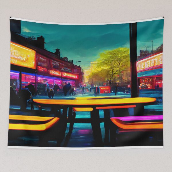 Item preview, London City Street View At Night In Neonlight / London, England designed and sold by Unwind-Art-Work.