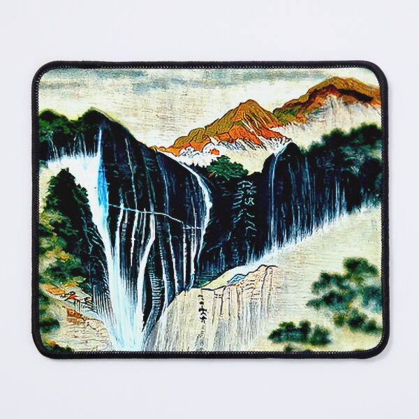 Artikelvorschau, Ein japanischer Wasserfall-Holzschnitt im Ukiyo-E-Stil entworfen und verkauft von ReidDesigns.