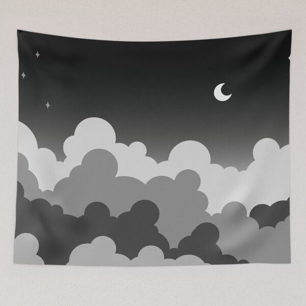 Item preview, Black Sky with Moon and Clouds designed and sold by Urla-Designs.