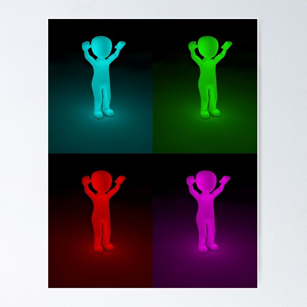 Item preview, Multi-colored Neon figures of a Happy Man designed and sold by Dven-Clothes.