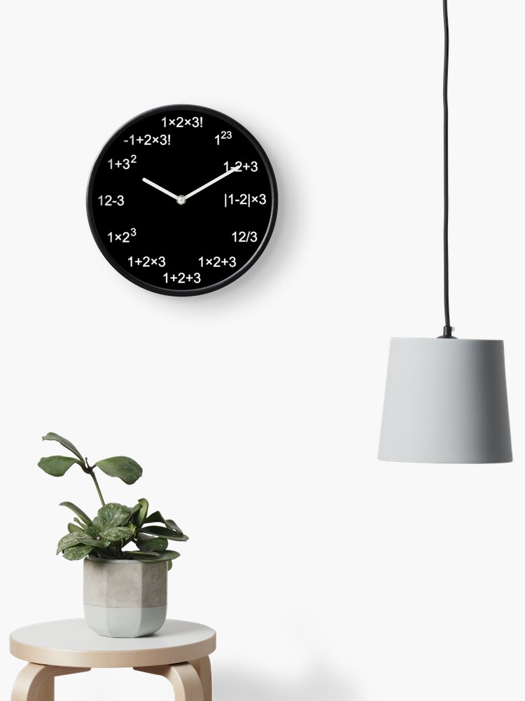 Thumbnail 2 of 4, Clock, Math is Easy as One, Two, Three Clock with White Digits designed and sold by Shapes-Mania.