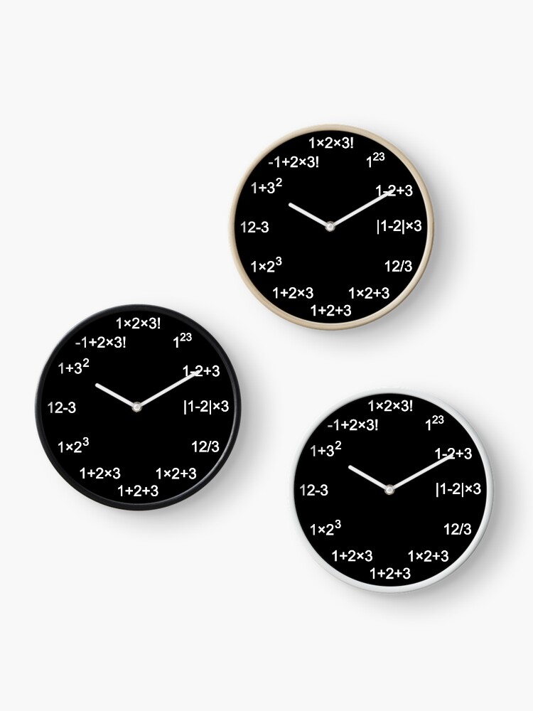Thumbnail 3 of 4, Clock, Math is Easy as One, Two, Three Clock with White Digits designed and sold by Shapes-Mania.