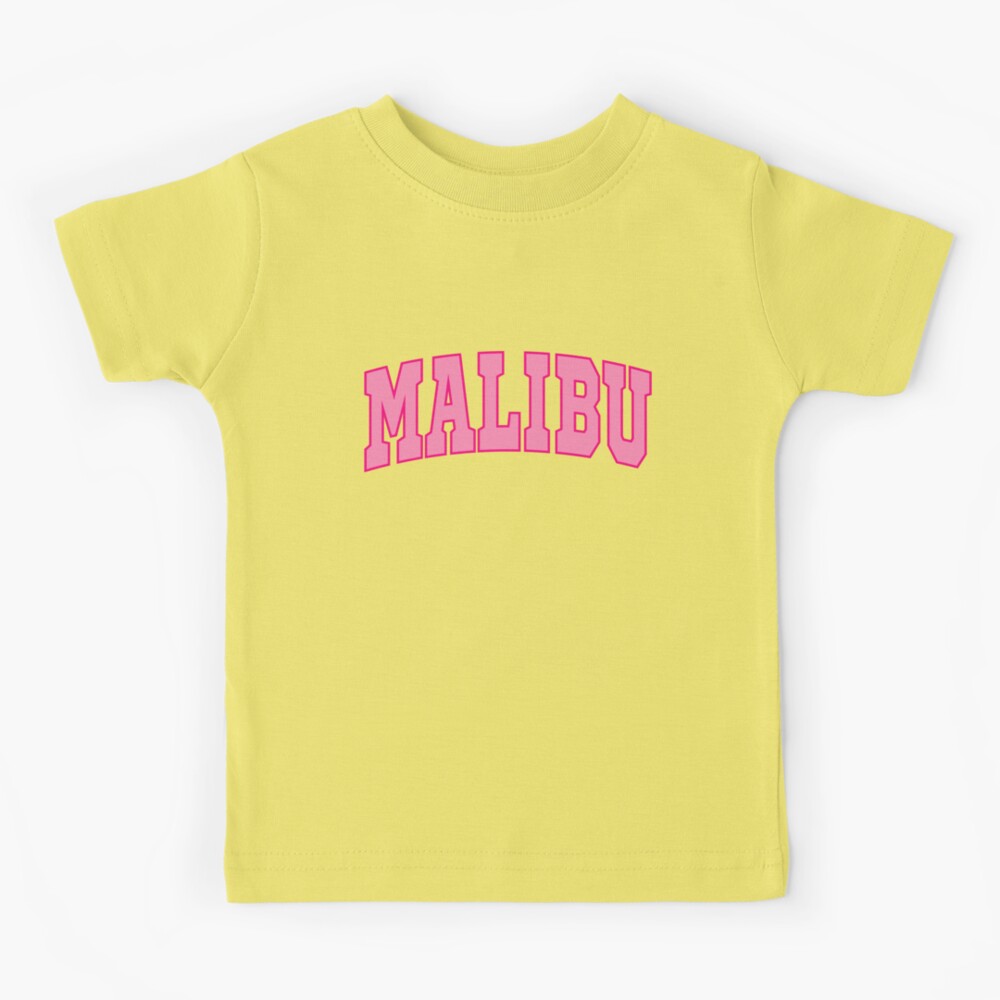 Preppy Varsity Pink Malibu CA California Font T-Shirt