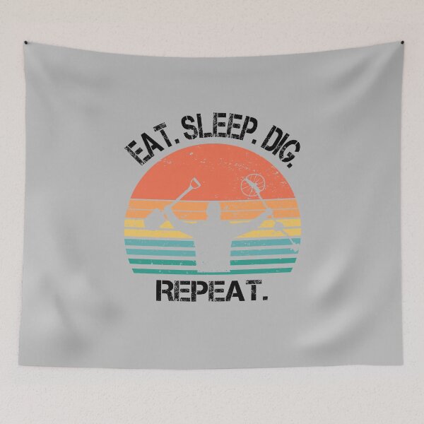 Item preview, Metal detector retro sunset eat sleep dig repeat  designed and sold by TipTopTapo.