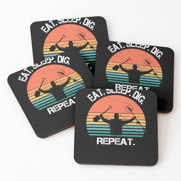 Item preview, Metal detector retro sunset eat sleep dig repeat  designed and sold by TipTopTapo.