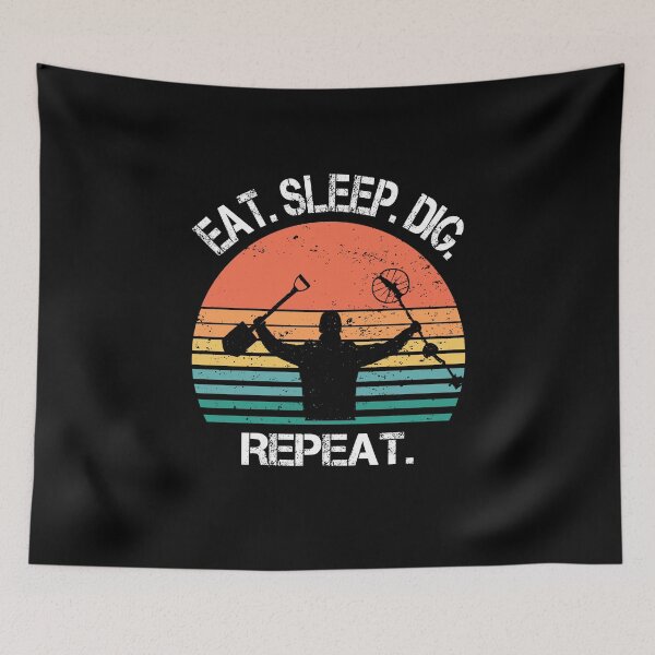 Item preview, Metal detector retro sunset eat sleep dig repeat  designed and sold by TipTopTapo.