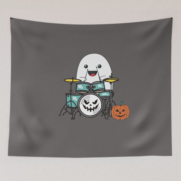 Item preview, Cute Boo Drums Player For Drummers And Rock Band On Halloween Days designed and sold by Funwithmusic.